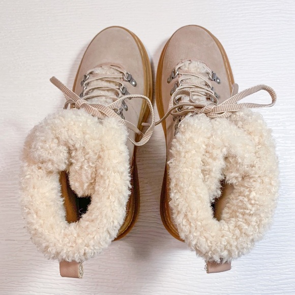 New Splendid Yvonne Suede Combat Boots Lace Up Moto Boot Lug Sole Pink Size 7 - Picture 9 of 17